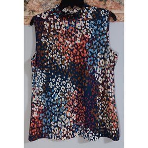 80 Park Large Stretch Mock Colorful Art To Wear Business Event Occasion Top